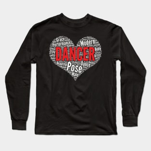 Dance Heart Shape Word Cloud Design for Dancer print Long Sleeve T-Shirt
